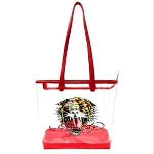 ED HARDY Bengal Tiger PVC Clear Tote NWT